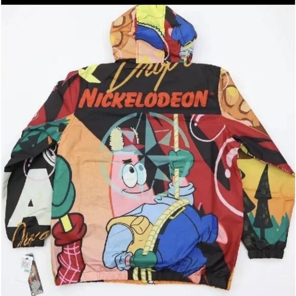 Members Only Jacket Mens Size Small Windbreaker Hooded Nickelodeon SpongeBob Y2K - Picture 2 of 4